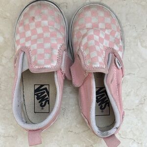Vans Kids Pink and White Checkered Slip-On Sneakers